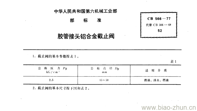 CB 566-77 胶管接头铝合金截止阀 CB 566-77 胶管接头铝合金截止阀