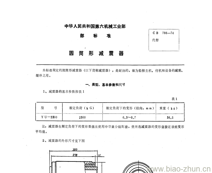 CB 786-74 圆筒形减震器 CB 786-74 圆筒形减震器
