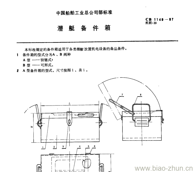 CB 1149-87 潜艇备件箱 CB 1149-87 潜艇备件箱